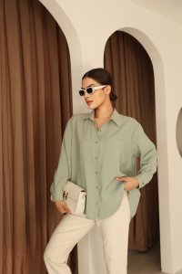 Çağla Yeşili Modal Regular Kadın Gömlek