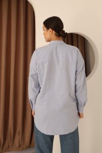 Mavi Renk Oxford Regular Fit Kadın Gömlek