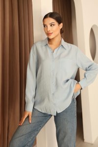 Bebe Mavisi Modal Regular Kadın Gömlek