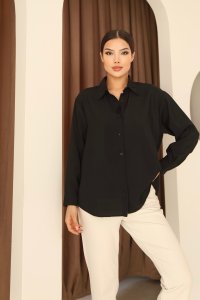 Siyah Modal Kadın Gömlek