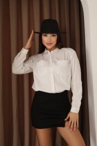 Beyaz Renk Oxford Cep Detaylı Gömlek