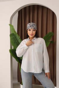 Beyaz Mavi Çizgili Yazlık Gömlek